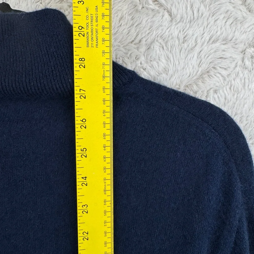 J. Crew Cashmere‎ Quarter Zip Sweater Mens XL Navy Blue Mock Neck Luxury Soft